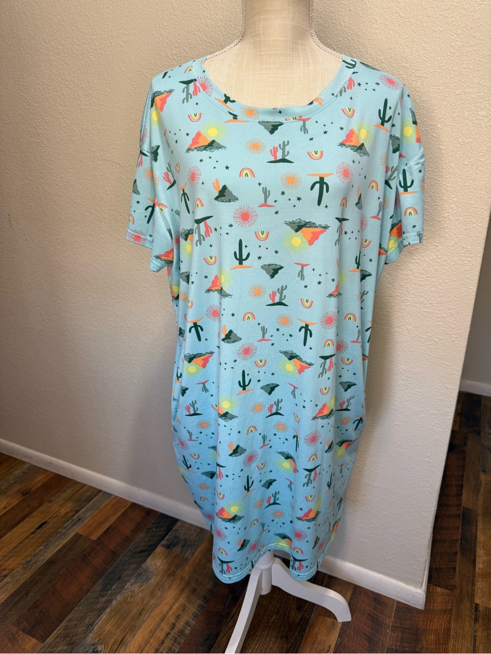 Light Blue Desert Print Pajama Dress - Size XL